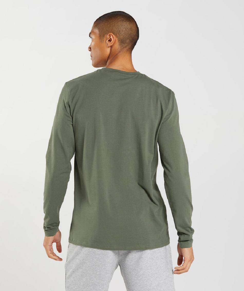 Long Sleeve Gymshark Block Hombre Verde Oliva | CO 3474AHK